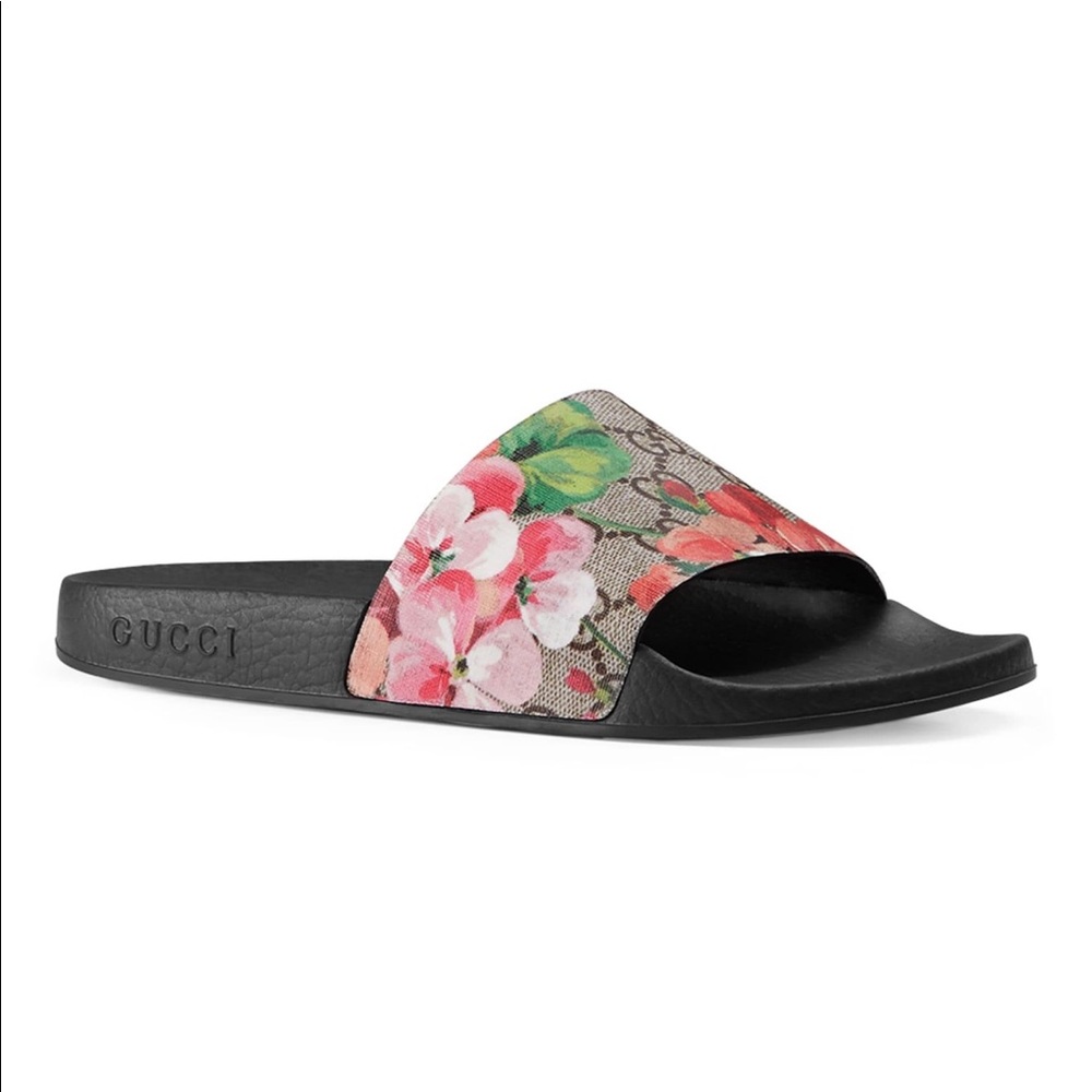 Gucci GG Blooms Supreme Slide Sandals Size US 11/41 UK Multi color